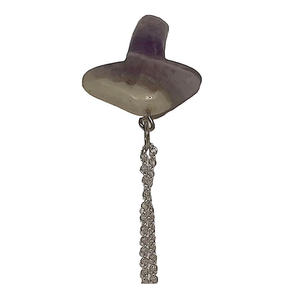 Agate mushroom translucent purple & green pendant necklace on silver chain NEW - Picture 8 of 12